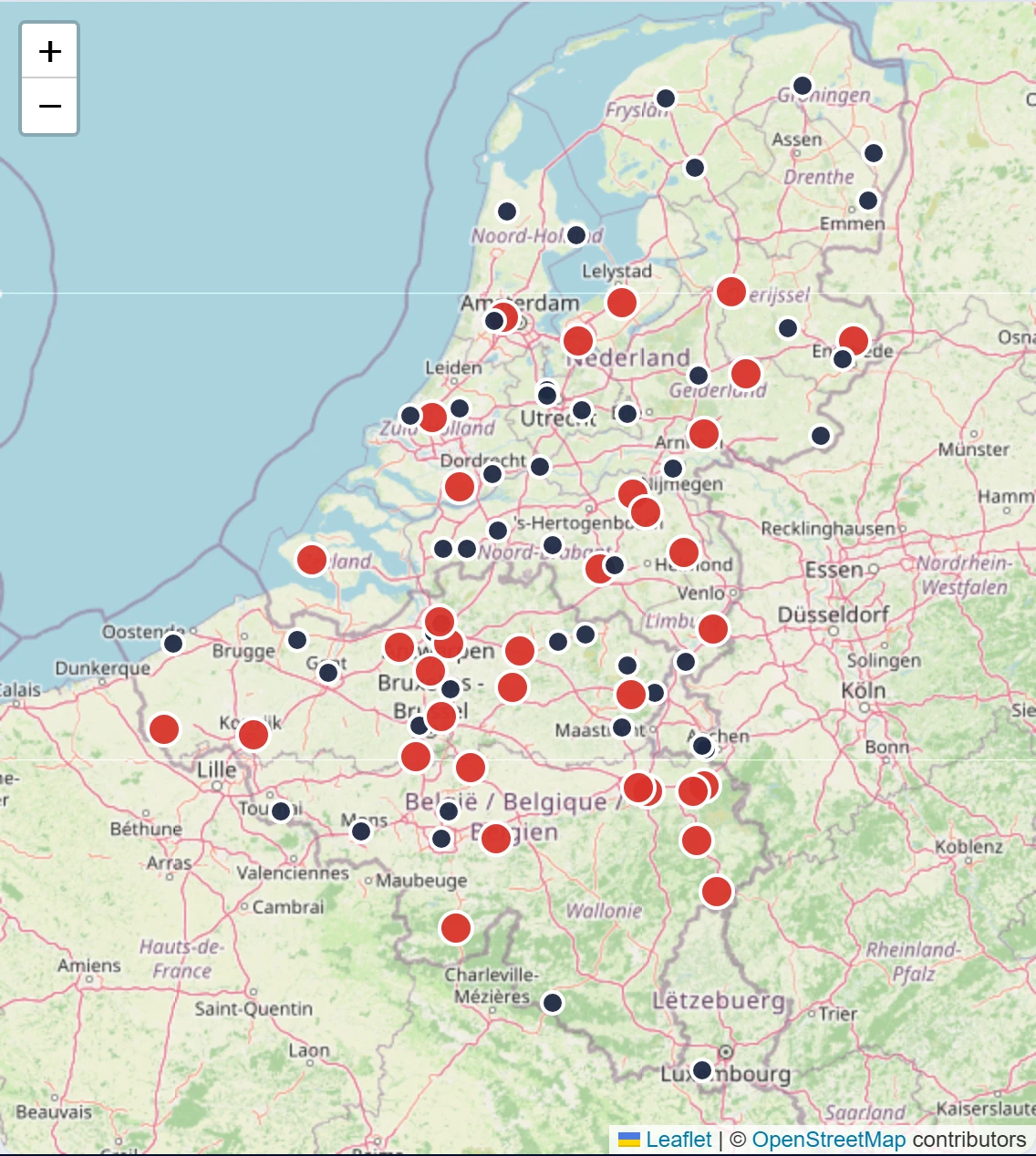 La véritable carte de Karting Benelux avec les circuits du Benelux
