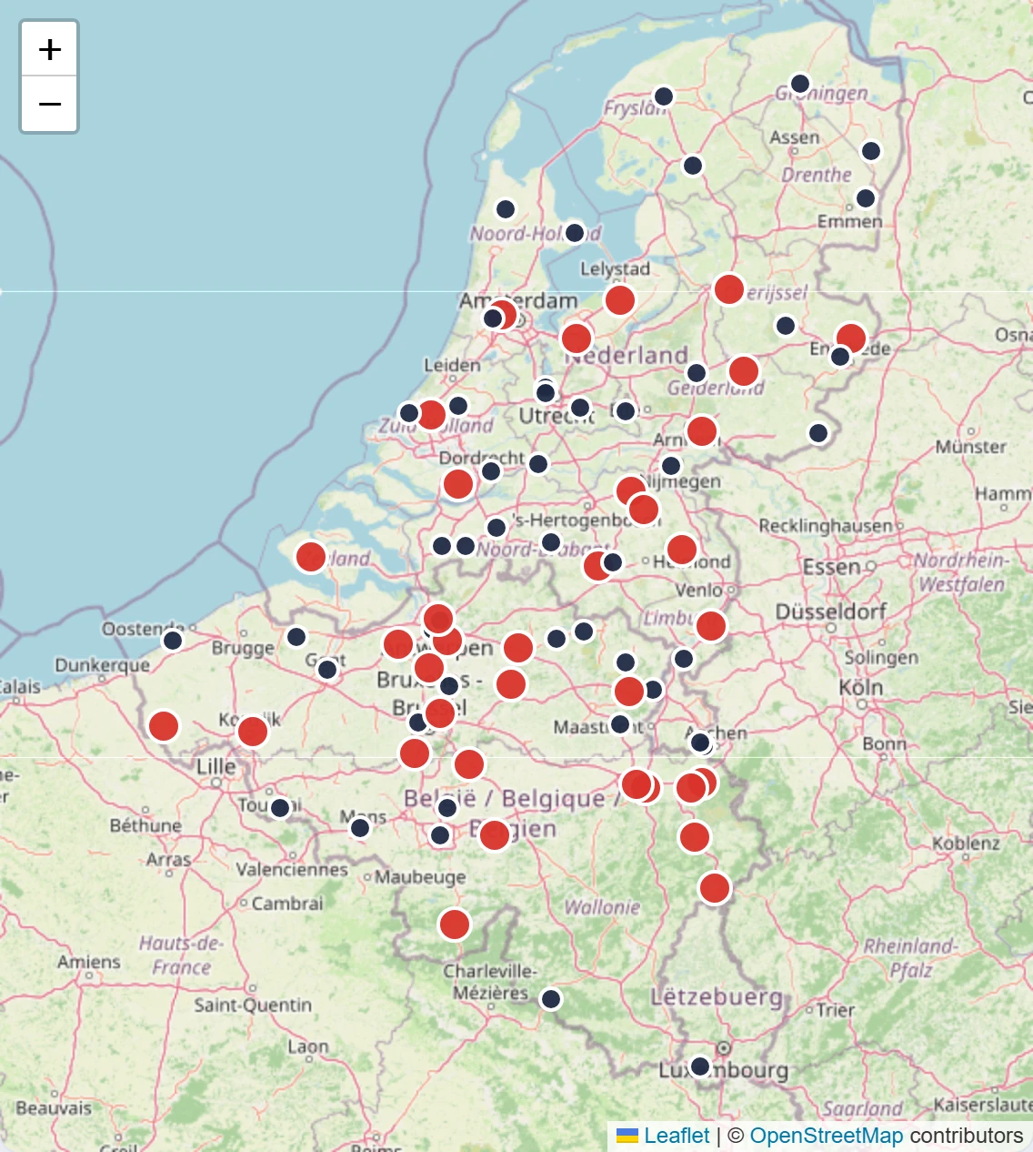 De echte kartingkaart van Karting Benelux met circuits in de Benelux